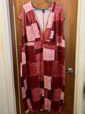 Size 8X(30/32) - Shein - Red "Patchwork" Sleeveless Dress